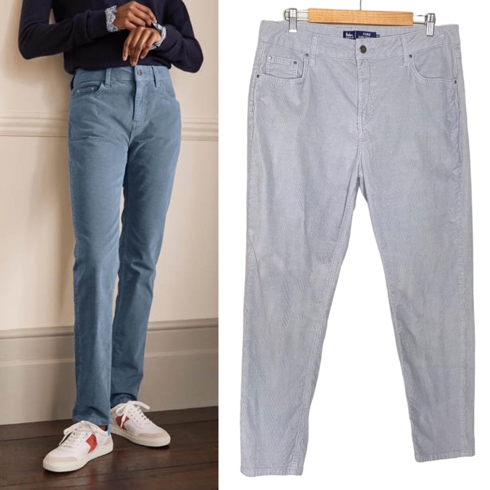 Boden Light Gray High Rise Corduroy Cord Girlfriend Jeans Pants Size US 12R